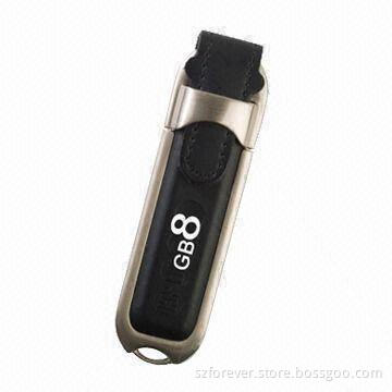 Leather USB Flash Drive with 12 to 17Mbps Reading Speed, 4 to 6Mbps Writing Speed, Free Logo Print